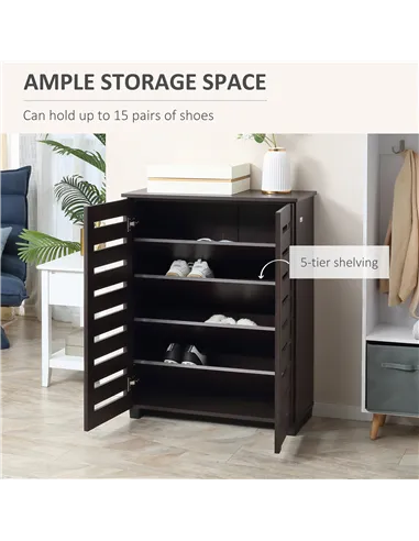 HOMCOM 15 Shoe Storage Cabinet - Wood-Effect