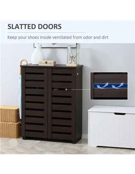 HOMCOM 15 Shoe Storage Cabinet - Wood-Effect