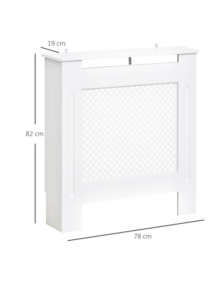 HOMCOM Wooden Radiator Cover Heating Cabinet Modern Home Furniture Grill Style  White Painted (Small)