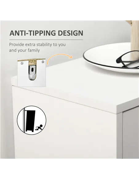HOMCOM Three Drawer Slim Shoe Storage Cabinet, 12 Shoe Pairs - White