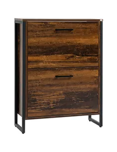 HOMCOM 12-Shoe, Two-Door Storage Cabinet - Wood-Effect