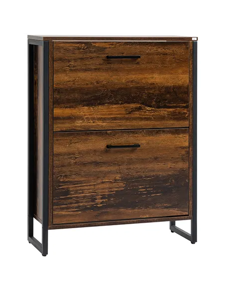 HOMCOM 12-Shoe, Two-Door Storage Cabinet - Wood-Effect