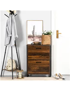 HOMCOM 12-Shoe, Two-Door Storage Cabinet - Wood-Effect 2