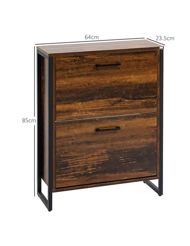 HOMCOM 12-Shoe, Two-Door Storage Cabinet - Wood-Effect