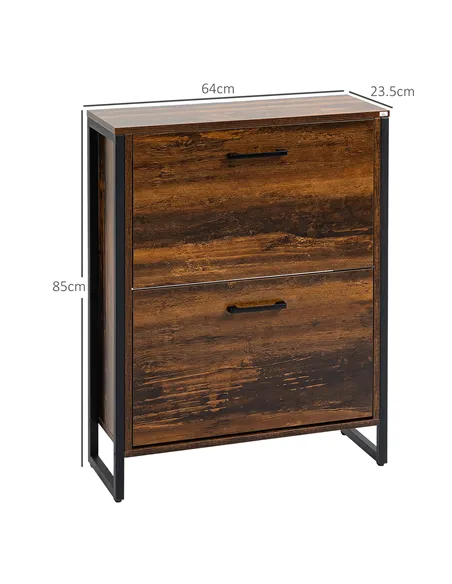 HOMCOM 12-Shoe, Two-Door Storage Cabinet - Wood-Effect