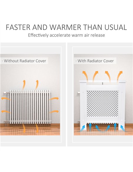 HOMCOM Wooden Radiator Cover Heating Cabinet Modern Home Furniture Grill Style  White Painted (Small)