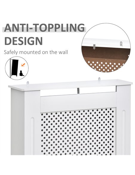 HOMCOM Wooden Radiator Cover Heating Cabinet Modern Home Furniture Grill Style  White Painted (Small)