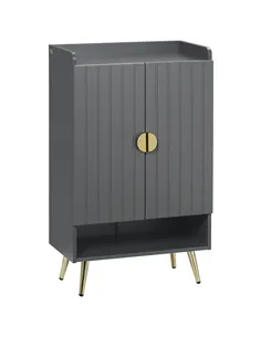 HOMCOM Modern Shoe Cabinet with 2 Doors, Open Shelf and Adjustable Shelves, 15 Pair Hallway Shoe Cupboard, Entryway Storage Unit