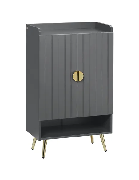 HOMCOM Modern Shoe Cabinet with 2 Doors, Open Shelf and Adjustable Shelves, 15 Pair Hallway Shoe Cupboard, Entryway Storage Unit