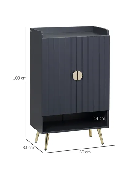 HOMCOM Modern Shoe Cabinet with 2 Doors, Open Shelf and Adjustable Shelves, 15 Pair Hallway Shoe Cupboard, Entryway Storage Unit