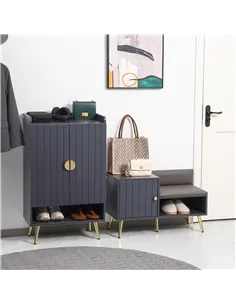 HOMCOM Shoe Storage Unit, with Padded Seat - Grey 2