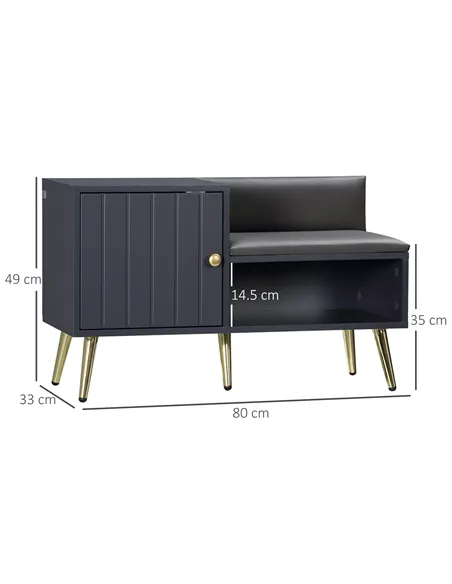 HOMCOM Shoe Storage Unit, with Padded Seat - Grey