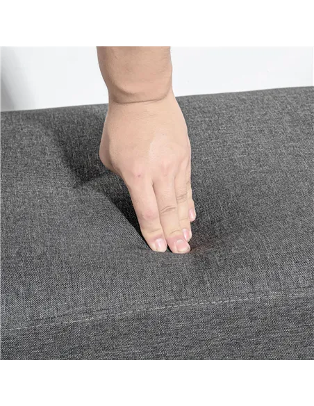 HOMCOM Multifunctional Bed End Bench Tufted Upholstered Shoe Bench Ottoman Footstool Linen Fabric for Entryway Living Room Grey