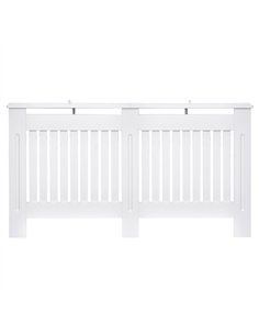 HOMCOM Slatted Radiator Cover Painted Cabinet MDF Lined Grill in White (152L x 19W x 81H cm)