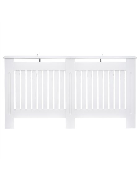 HOMCOM Slatted Radiator Cover Painted Cabinet MDF Lined Grill in White (152L x 19W x 81H cm)