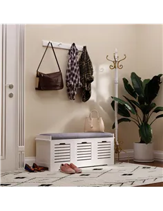 HOMCOM 3-Drawer Shoe Storage Bench - White 2