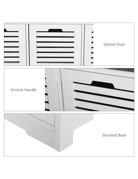 HOMCOM 3-Drawer Shoe Storage Bench - White