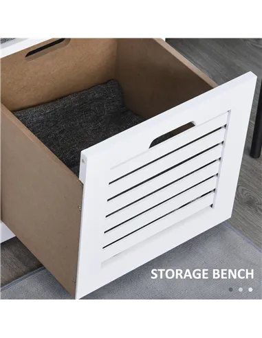 HOMCOM 3-Drawer Shoe Storage Bench - White