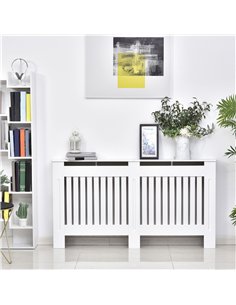 HOMCOM Slatted Radiator Cover Painted Cabinet MDF Lined Grill in White (152L x 19W x 81H cm) 2