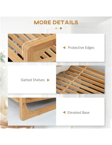 HOMCOM 3-Tier Shoe Rack, Bamboo Shoe Storage Organizer with Slatted Shelves, Free Standing Shoe Shelf Stand for 9 Pairs of Shoes