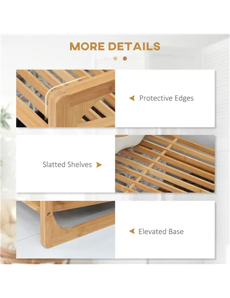 HOMCOM 3-Tier Shoe Rack, Bamboo Shoe Storage Organizer with Slatted Shelves, Free Standing Shoe Shelf Stand for 9 Pairs of Shoes