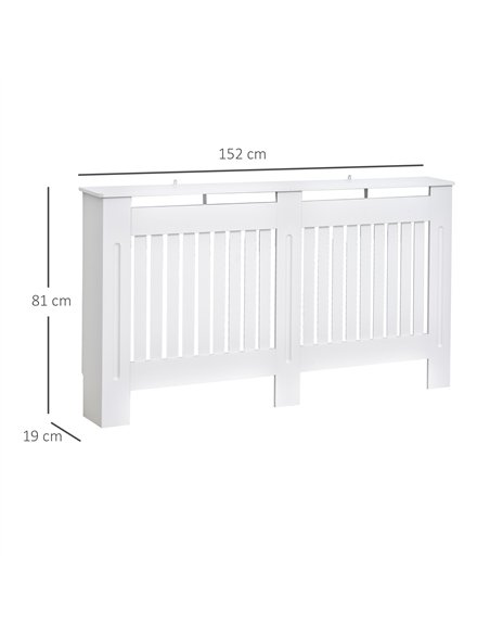 HOMCOM Slatted Radiator Cover Painted Cabinet MDF Lined Grill in White (152L x 19W x 81H cm)