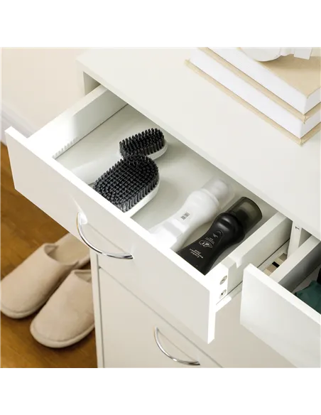 HOMCOM Narrow Shoe Storage with 2 Flip Drawers and Adjustable Shelves Shoe Cabinet Organizer for 12 Pairs of Shoes, White