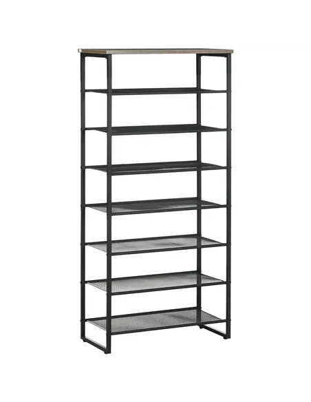 HOMCOM 8-Tier Shoe Rack, Shoe Storage Organizer with Mesh Shelves, Free Standing Shoe Shelf Stand for 21-24 Pairs of Shoes for E