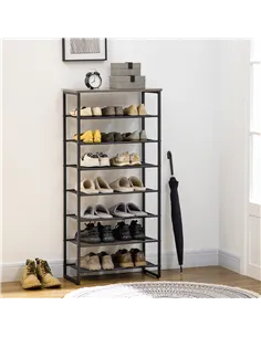 HOMCOM 8-Tier Shoe Rack, Shoe Storage Organizer with Mesh Shelves, Free Standing Shoe Shelf Stand for 21-24 Pairs of Shoes for E 2