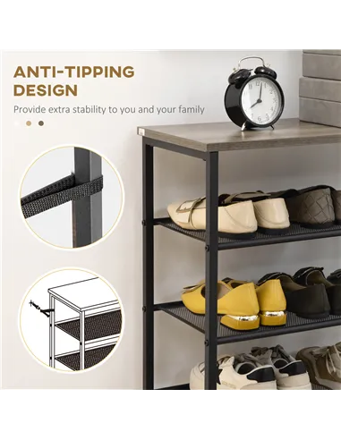 HOMCOM 8-Tier Shoe Rack, Shoe Storage Organizer with Mesh Shelves, Free Standing Shoe Shelf Stand for 21-24 Pairs of Shoes for E