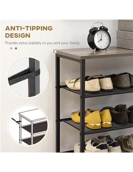 HOMCOM 8-Tier Shoe Rack, Shoe Storage Organizer with Mesh Shelves, Free Standing Shoe Shelf Stand for 21-24 Pairs of Shoes for E