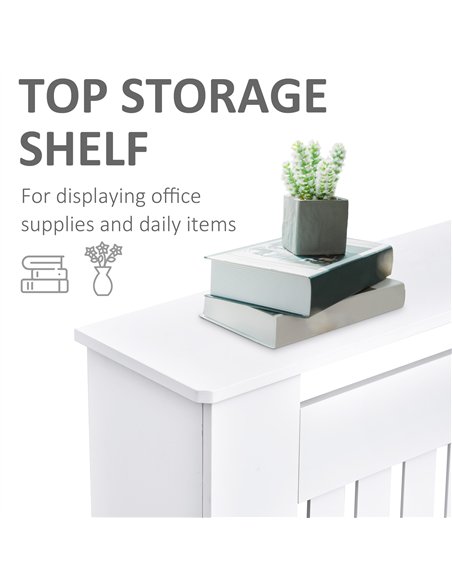 HOMCOM Slatted Radiator Cover Painted Cabinet MDF Lined Grill in White (152L x 19W x 81H cm)