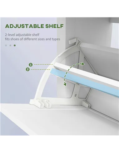 HOMCOM Narrow Shoe Cabinet with 2 Flip Drawers and Adjustable Shelves, White