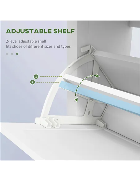 HOMCOM Narrow Shoe Cabinet with 2 Flip Drawers and Adjustable Shelves, White