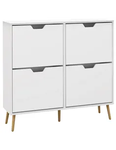 HOMCOM Shoe Storage Cabinet, 4 Flip Drawers, Shoe Organizer for 8-16 Pairs of Shoes, White
