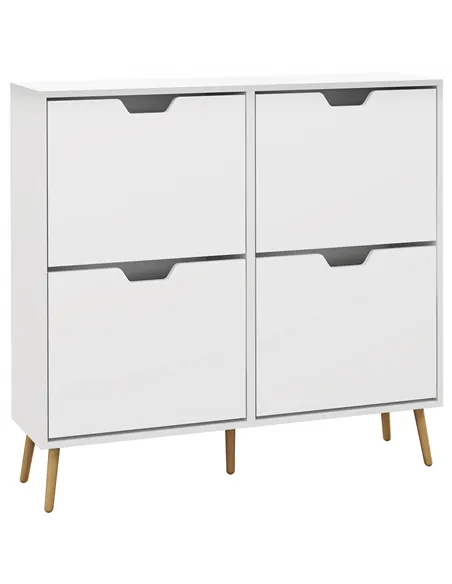 HOMCOM Shoe Storage Cabinet, 4 Flip Drawers, Shoe Organizer for 8-16 Pairs of Shoes, White