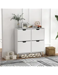 HOMCOM Shoe Storage Cabinet, 4 Flip Drawers, Shoe Organizer for 8-16 Pairs of Shoes, White 2