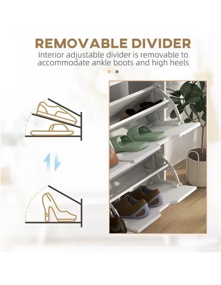 HOMCOM Shoe Storage Cabinet, 4 Flip Drawers, Shoe Organizer for 8-16 Pairs of Shoes, White
