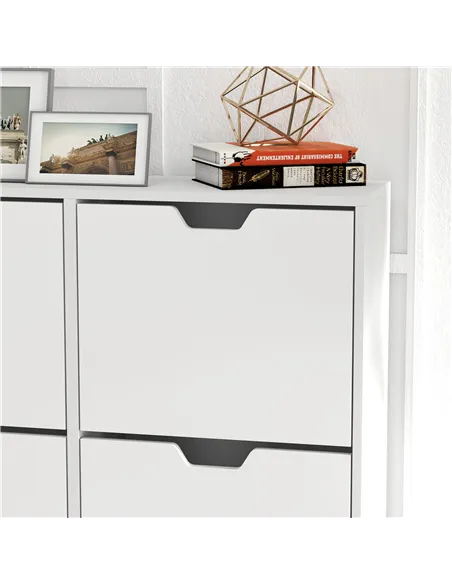 HOMCOM Shoe Storage Cabinet, 4 Flip Drawers, Shoe Organizer for 8-16 Pairs of Shoes, White