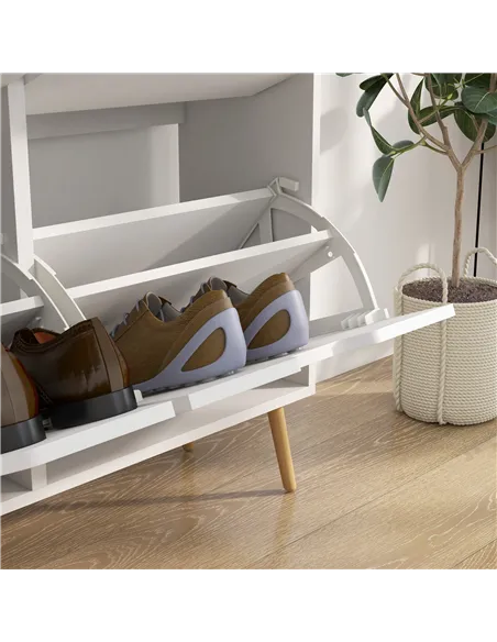 HOMCOM Shoe Storage Cabinet, 4 Flip Drawers, Shoe Organizer for 8-16 Pairs of Shoes, White