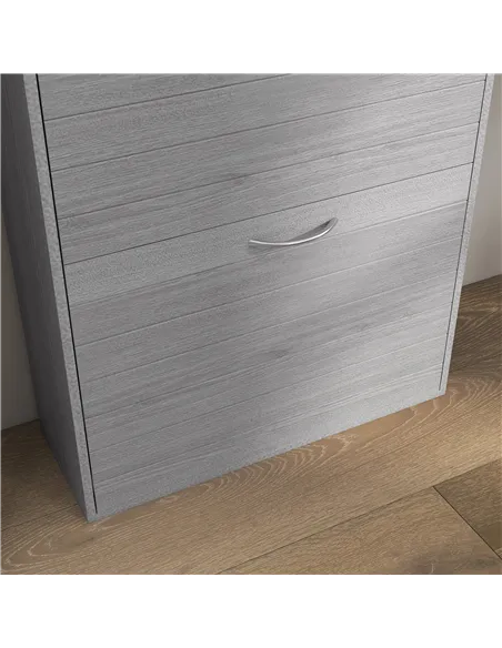HOMCOM 12-Shoe Flip Drawer Storage Cabinet - Grey Wood-Effect