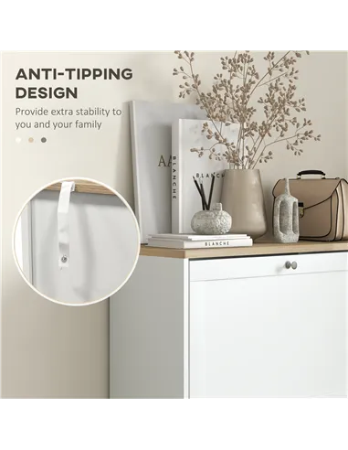 HOMCOM Modern Compact Three-Drawer Shoe Storage Cabinet - White