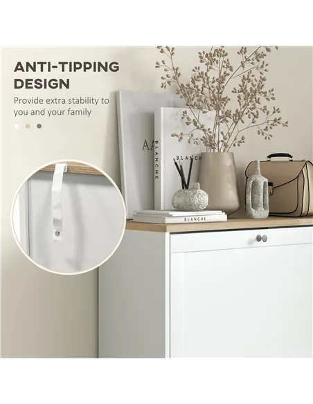 HOMCOM Modern Compact Three-Drawer Shoe Storage Cabinet - White