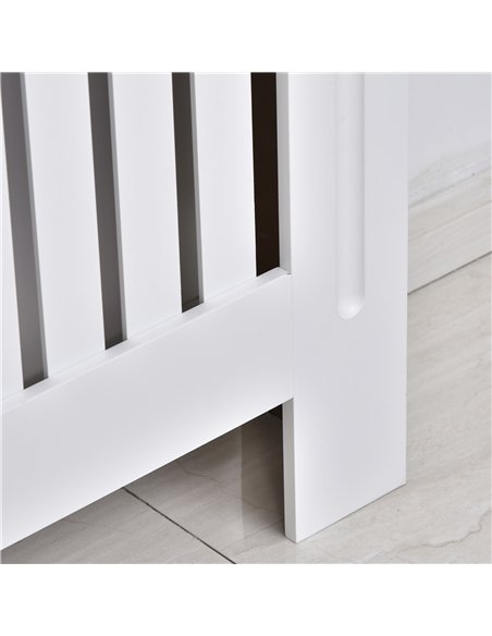 HOMCOM Slatted Radiator Cover Painted Cabinet MDF Lined Grill in White (152L x 19W x 81H cm)