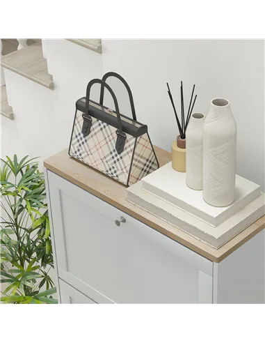 HOMCOM Modern Compact Three-Drawer Shoe Storage Cabinet - White