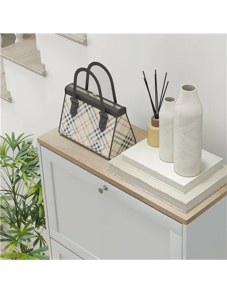 HOMCOM Modern Compact Three-Drawer Shoe Storage Cabinet - White