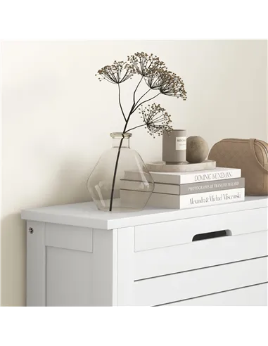 HOMCOM Narrow Shoe Cabinet with 3 Flip Drawers - White