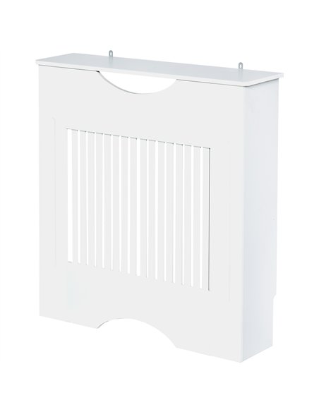 HOMCOM Painted MDF Radiator Cover Heater Cabinet Modern Slatted Home Furniture Living Room Bedroom Worktop White 82H x 78W x 19D