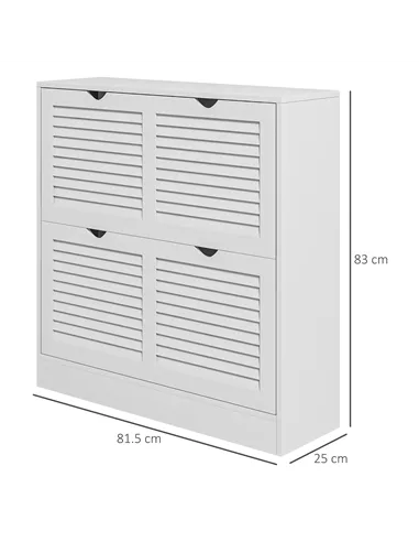 HOMCOM 2 Drawers Entryway Shoe Cabinet, Narrow Shoe Storage Cabinet with 2 Flip Drawers, Louvred Door Design and Adjustable Shel