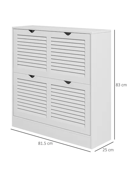 HOMCOM 2 Drawers Entryway Shoe Cabinet, Narrow Shoe Storage Cabinet with 2 Flip Drawers, Louvred Door Design and Adjustable Shel